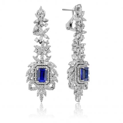 10.24 ct. Pırlanta Safir Küpe